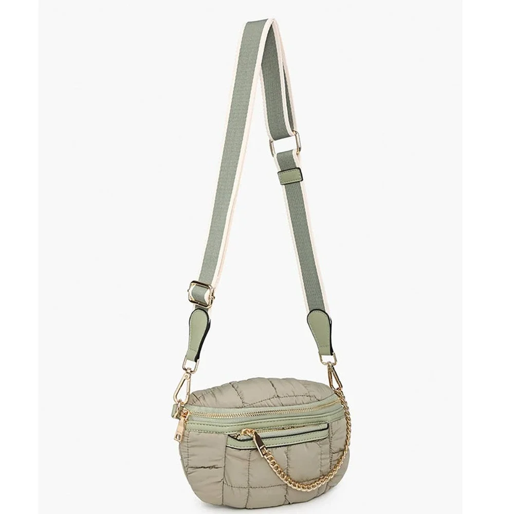 Mabel Quilted Nylon Belt Bag w/ Guitar Strap Metallic Pewter